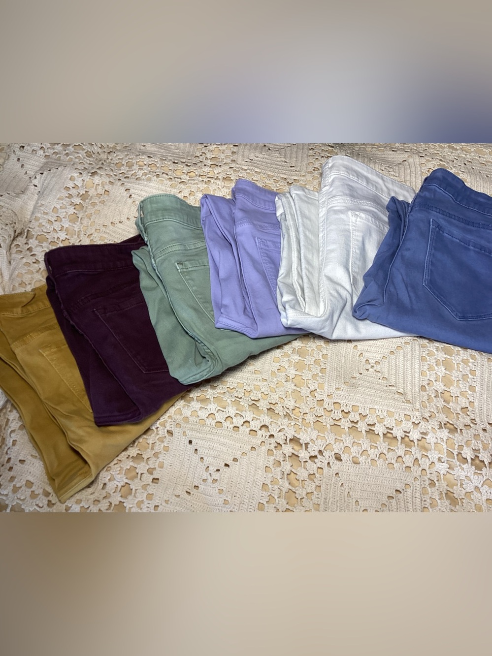 Old Navy Skinny Jeans Bundle - Mustard, Plum, Sage, Lavender, White, Blue
